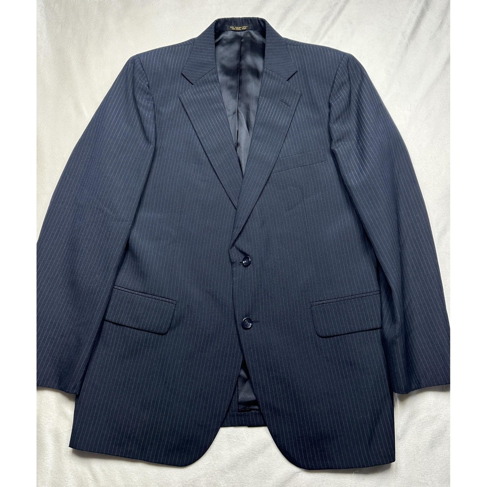 Adams Row Blazer Mens 44R Blue Pinstripe Two Button Notch Lapel‎ Suit Jacket